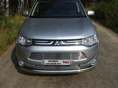 Накладка решётки радиатора нижняя 12 мм ТСС для Mitsubishi Outlander 2012-2014