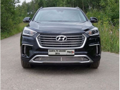Накладка решётки радиатора 12 мм без круиз-контроля ТСС для Hyundai Santa Fe Grand 2016-2021