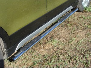 Пороги труба овальная с накладками 75х42 мм для Suzuki SX4 New № SUZSX414-05
