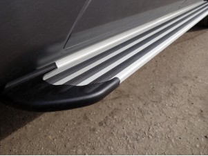 Пороги алюминиевые Slim Line Silver для Fiat Fullback № FIAFUL16-32S